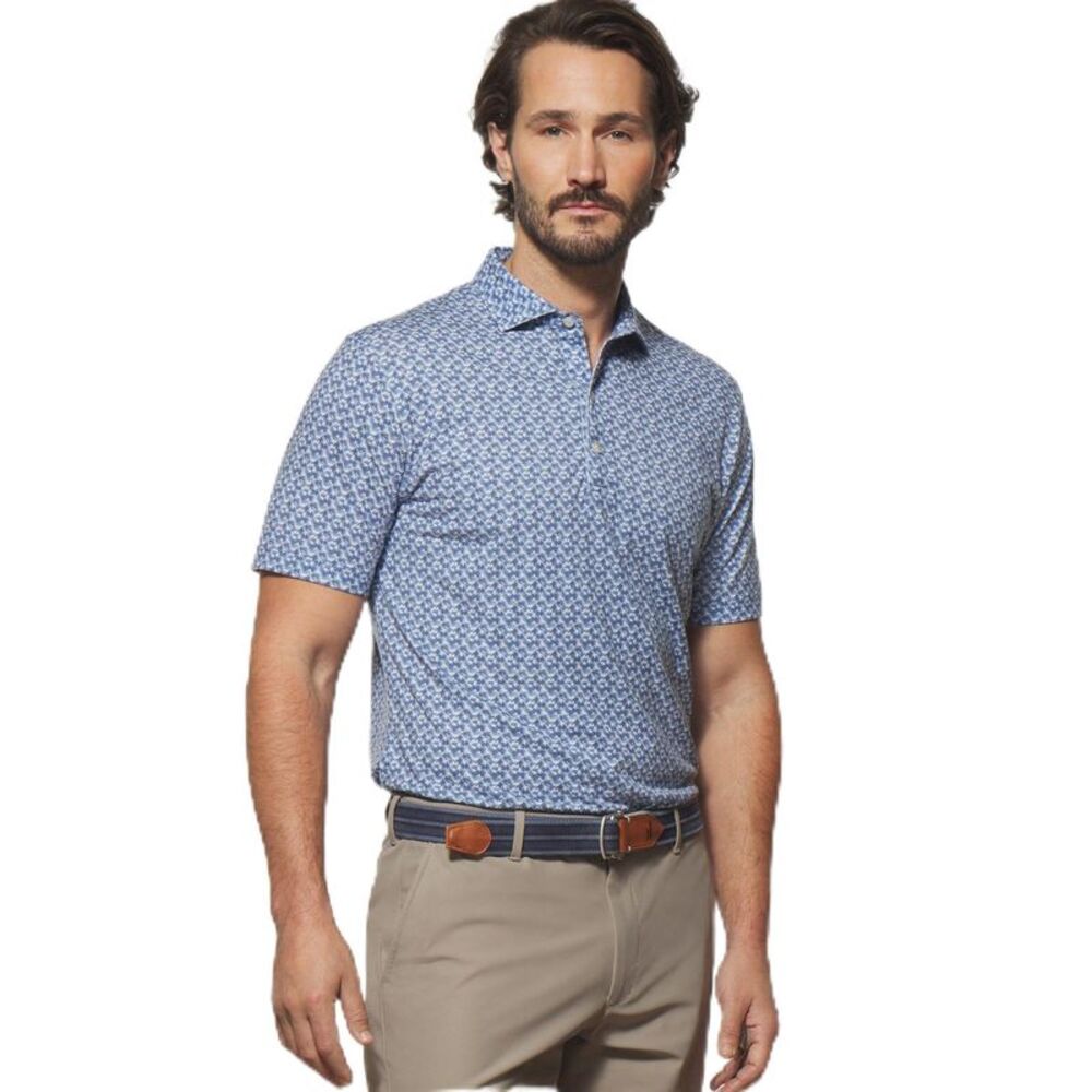 johnnie-O Tamar Printed Top Shelf Performance Polo Lake/M, Size: M